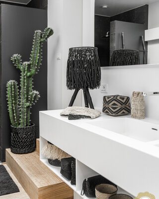 Bazar Bizar Rattan Tafel lamp | Black | S | 45 cm