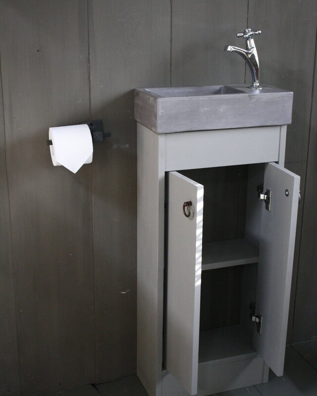Rene Houtman Landelijk toiletmeubel + fontein dark grey 90 x 38 cm