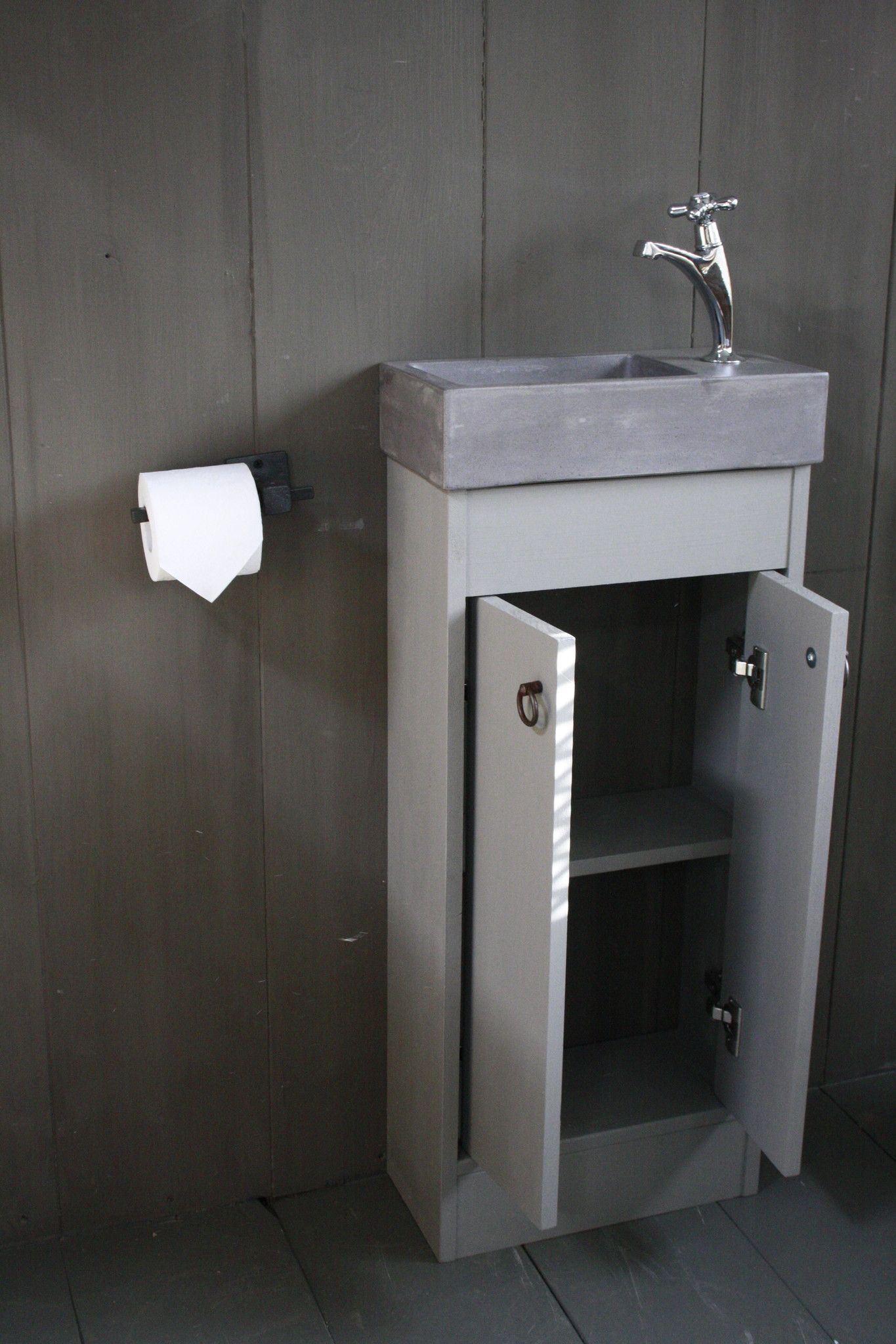 Rene Houtman Landelijk toiletmeubel + fontein dark grey 90 x 38 cm