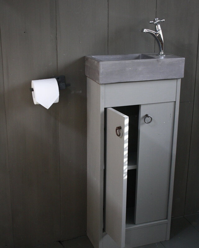 Rene Houtman Landelijk toiletmeubel + fontein dark grey 90 x 38 cm