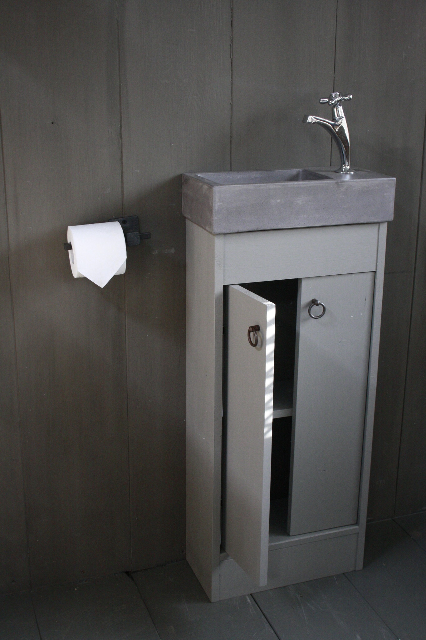 Rene Houtman Landelijk toiletmeubel + fontein dark grey 90 x 38 cm