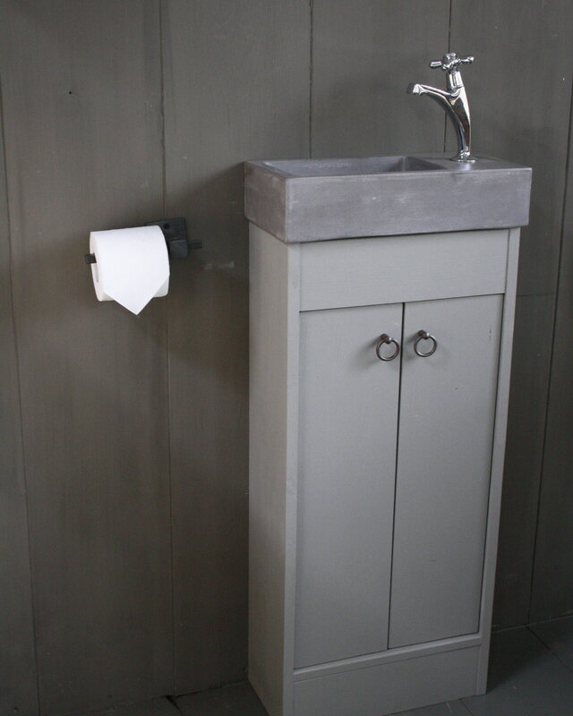 Rene Houtman Landelijk toiletmeubel + fontein dark grey 90 x 38 cm