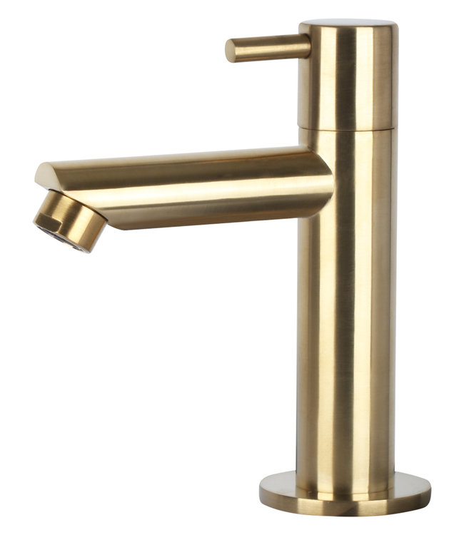 Rene Houtman Leida fonteinset - Natuursteen - Kraan mat goud + handdoekrek