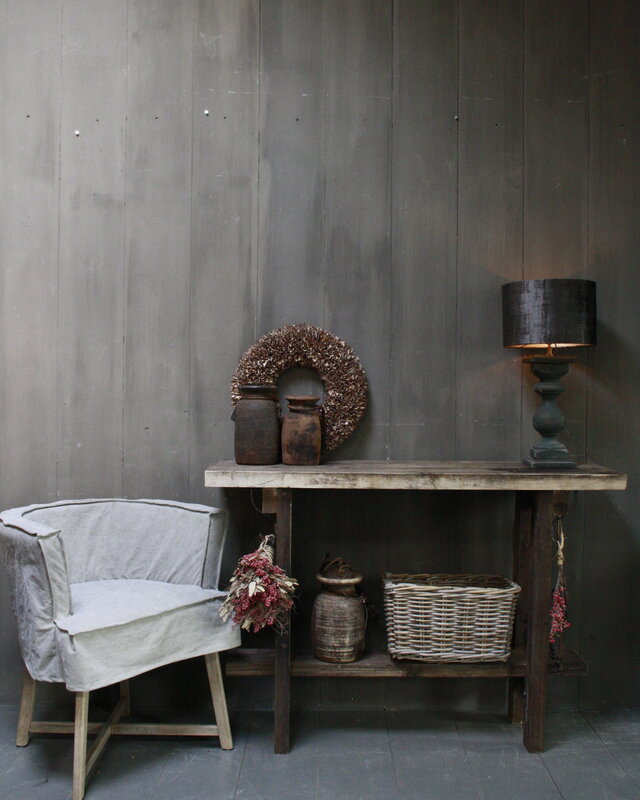 Rene Houtman Massief oud houten wandtafel/sidetable Liedi