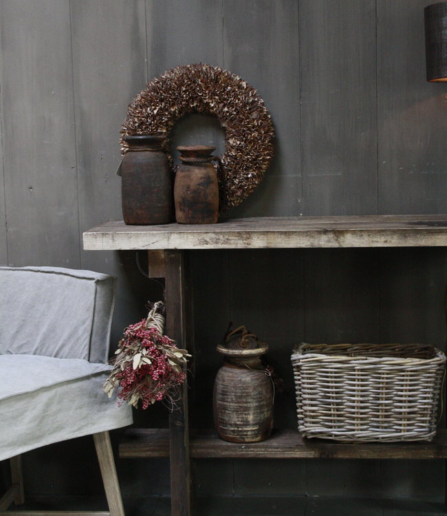 Rene Houtman Massief oud houten wandtafel/sidetable Liedi