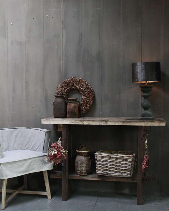 Rene Houtman Massief oud houten wandtafel/sidetable Liedi
