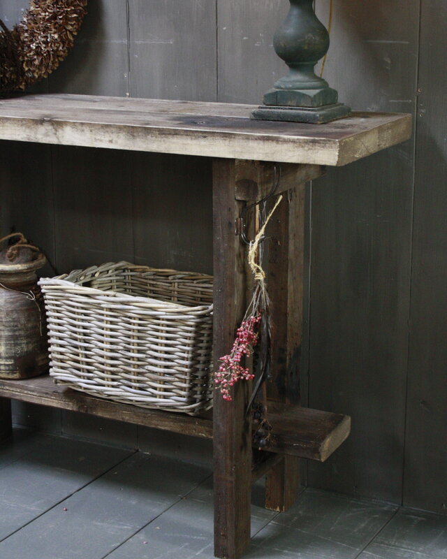 Rene Houtman Massief oud houten wandtafel/sidetable Liedi