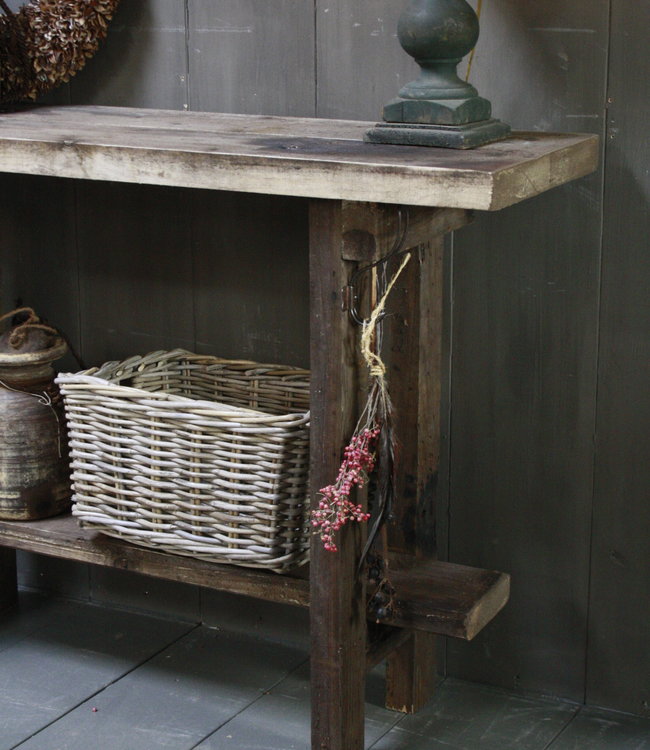 Rene Houtman Massief oud houten wandtafel/sidetable Liedi