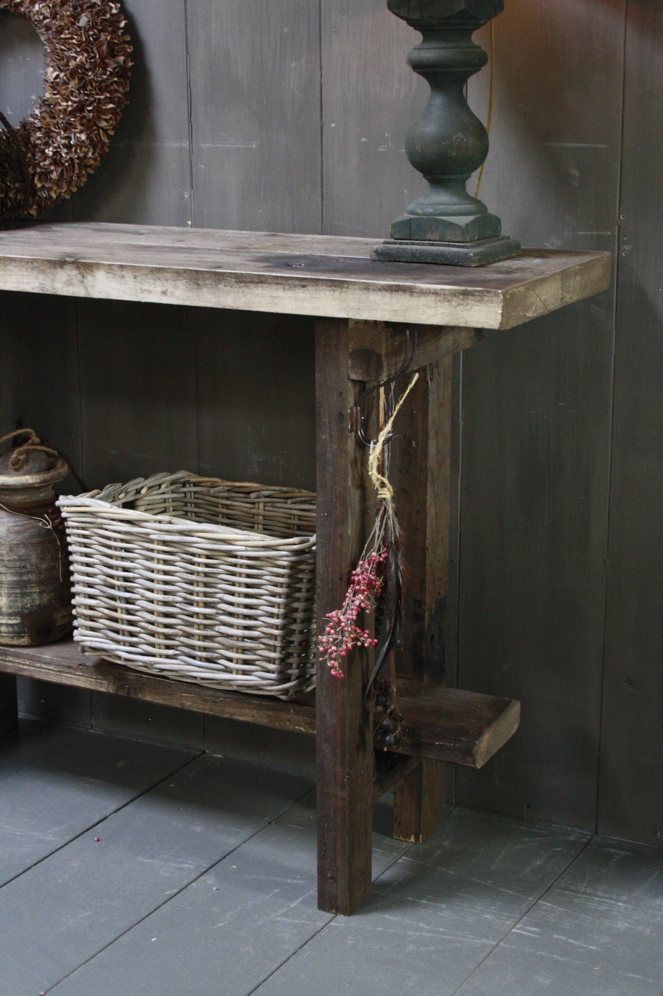 Rene Houtman Massief oud houten wandtafel/sidetable Liedi