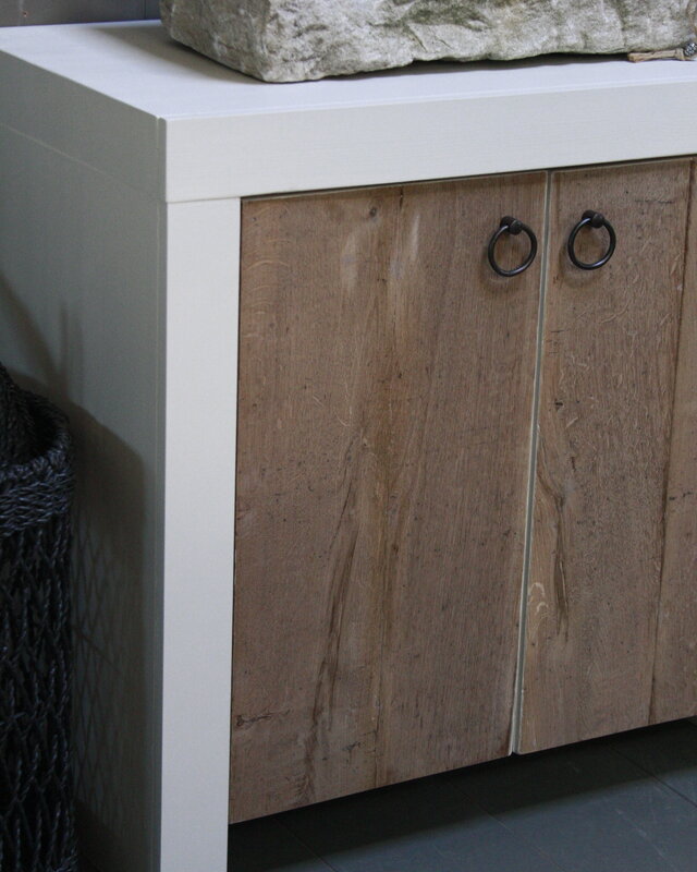 Rene Houtman Badkamermeubel 90 cm Ibiza Wit Met Houten Deurtjes