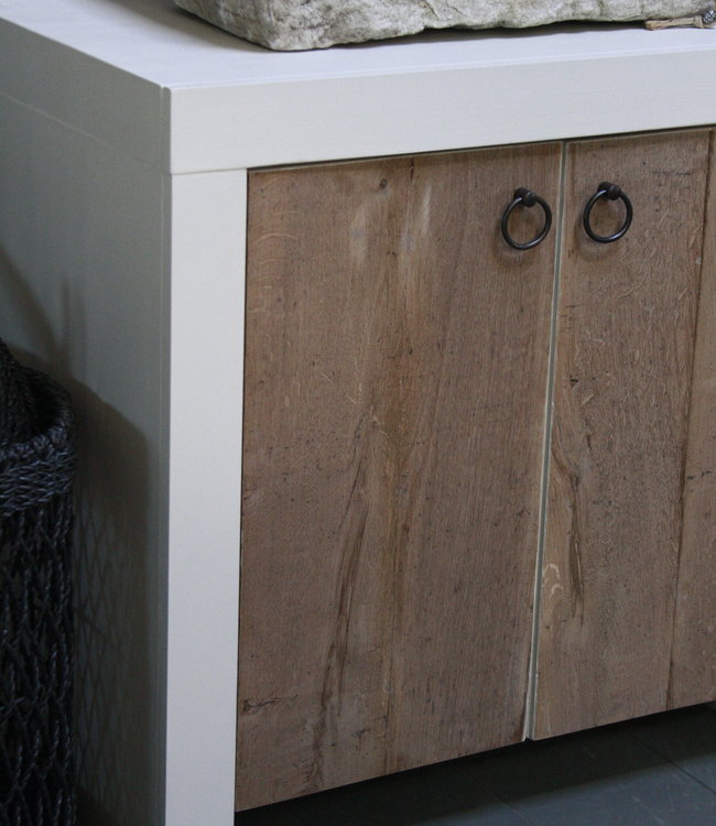 Rene Houtman Badkamermeubel 90 cm Ibiza Wit Met Houten Deurtjes