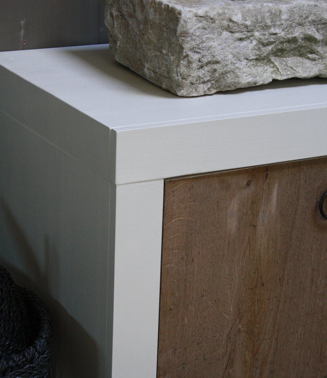 Rene Houtman Badkamermeubel 90 cm Ibiza Wit Met Houten Deurtjes