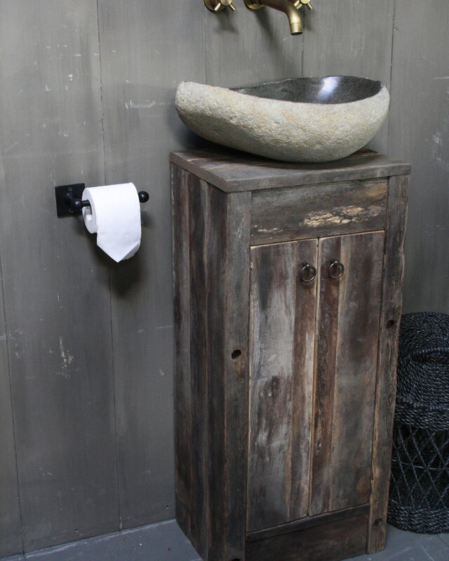 Rene Houtman Oud Eikenhouten Toiletmeubel 90 x 40 x 30 cm