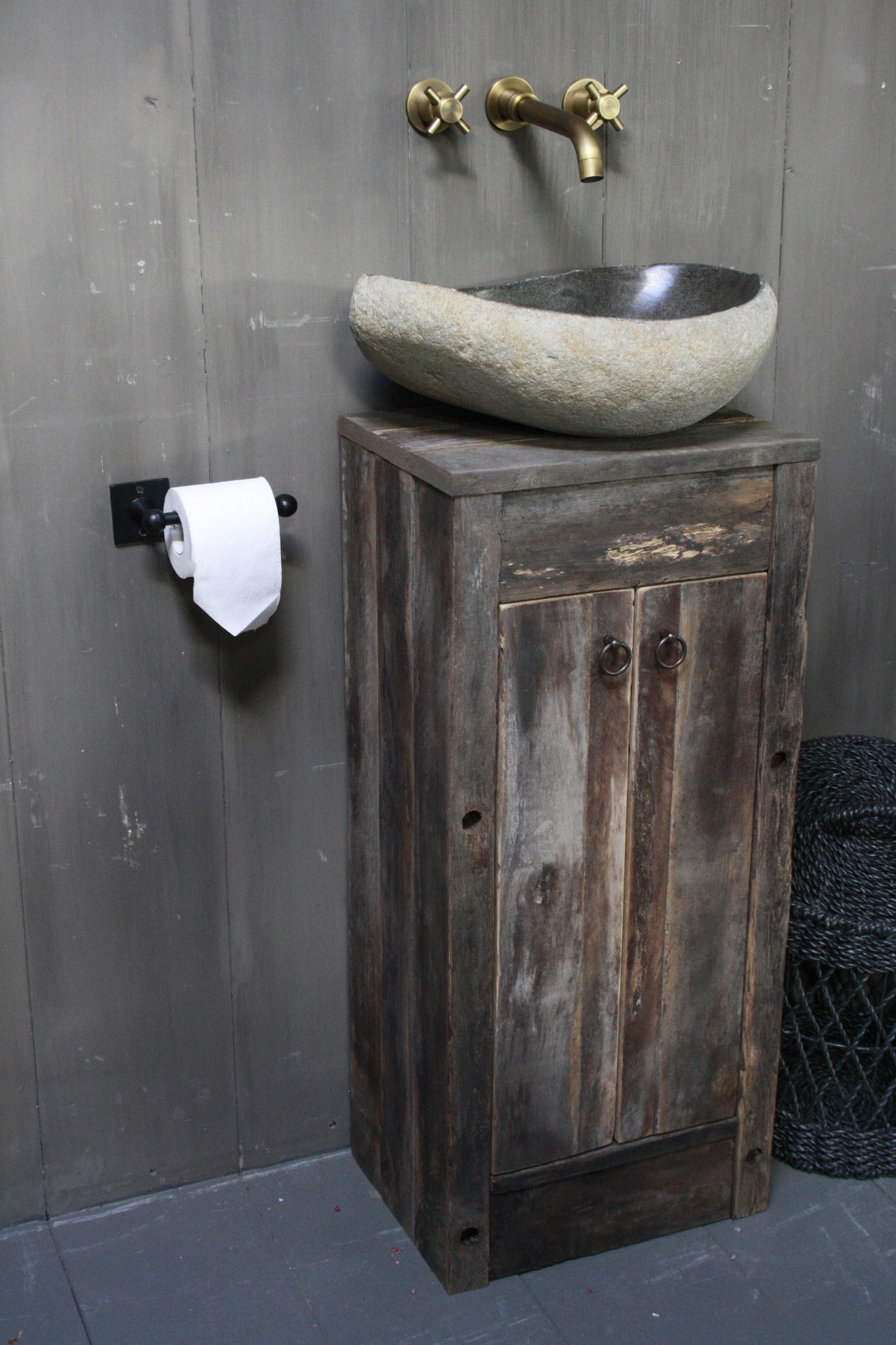 Rene Houtman Oud Eikenhouten Toiletmeubel 90 x 40 x 30 cm