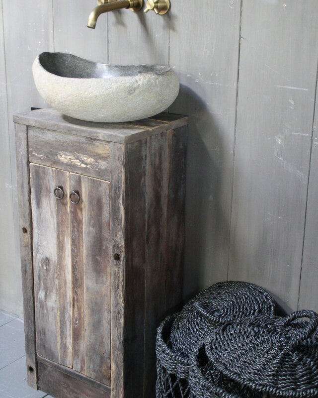 Rene Houtman Oud Eikenhouten Toiletmeubel 90 x 40 x 30 cm