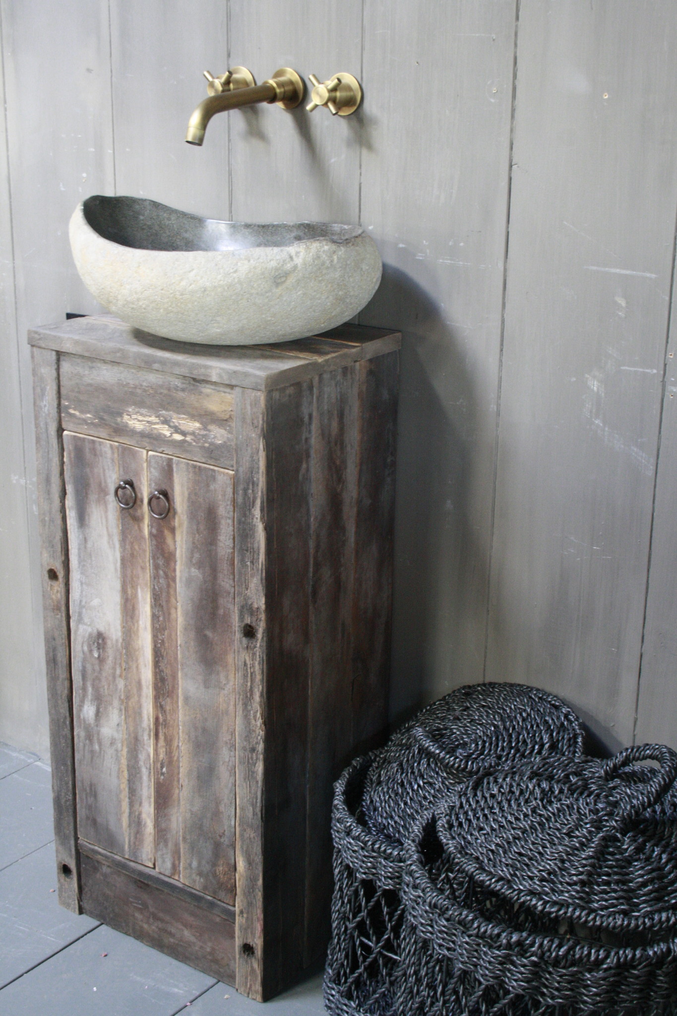 Rene Houtman Oud Eikenhouten Toiletmeubel 90 x 40 x 30 cm