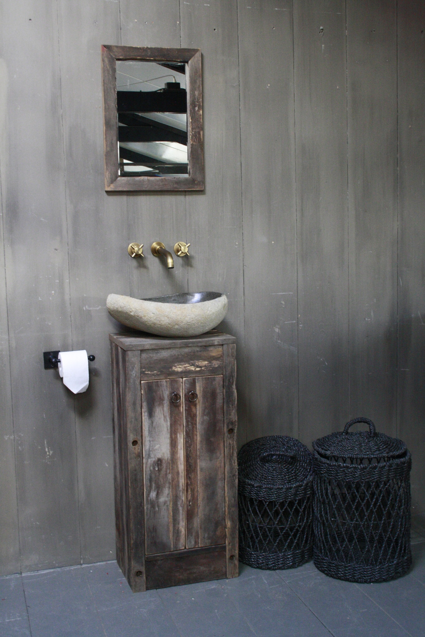 Rene Houtman Oud Eikenhouten Toiletmeubel 90 x 40 x 30 cm