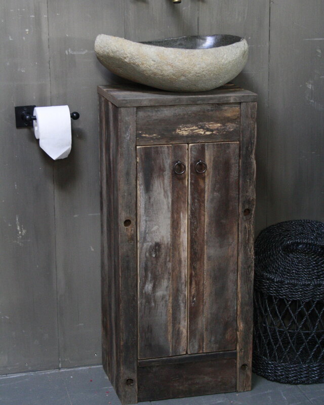 Rene Houtman Oud Eikenhouten Toiletmeubel 90 x 40 x 30 cm