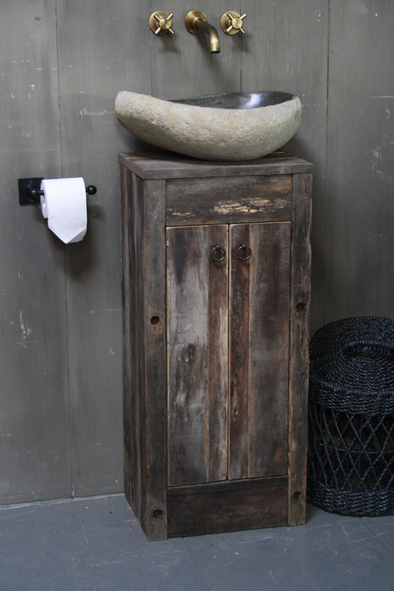 Rene Houtman Oud Eikenhouten Toiletmeubel 90 x 40 x 30 cm
