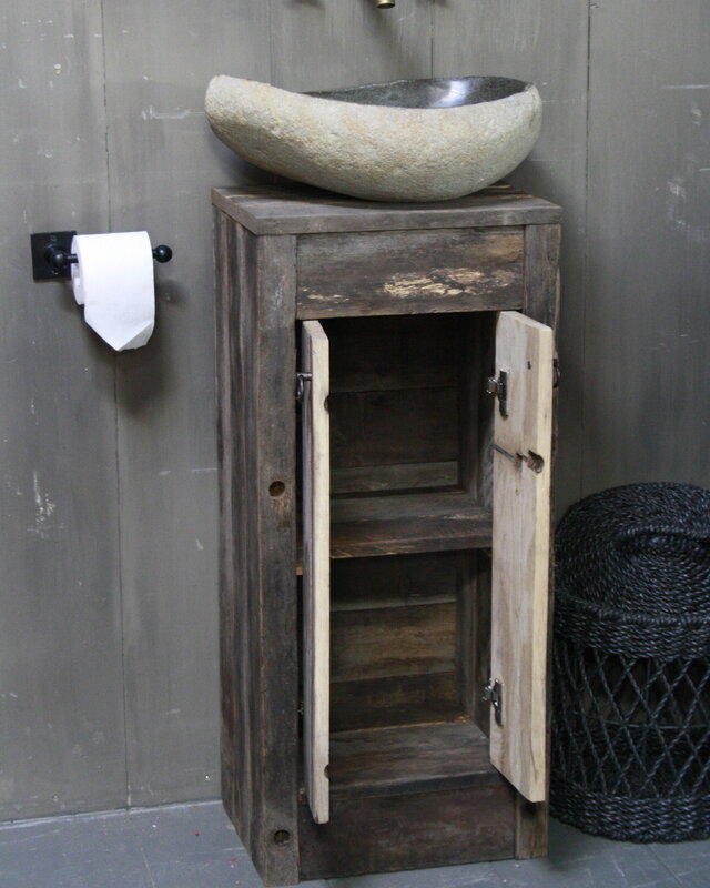 Rene Houtman Oud Eikenhouten Toiletmeubel 90 x 40 x 30 cm