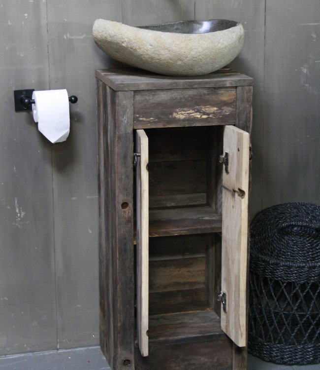 Rene Houtman Oud Eikenhouten Toiletmeubel 90 x 40 x 30 cm