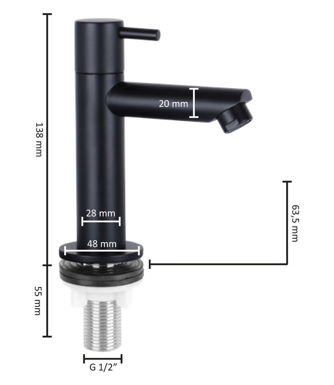 Differnz Fonteinkraan Differnz Mix Recht Mat Zwart