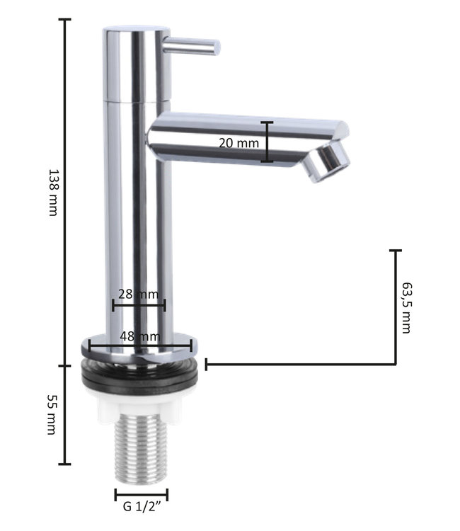 Differnz Fonteinkraan Differnz Mix Recht Chroom