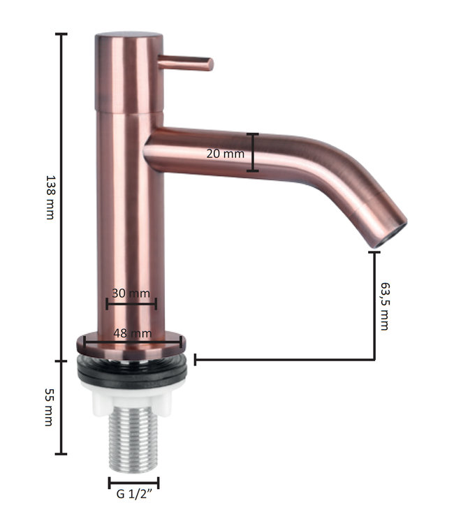 Differnz Fonteinkraan Differnz Mix Gebogen Koper