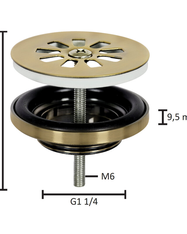Differnz Afvoerplug – Mat goud 64 mm