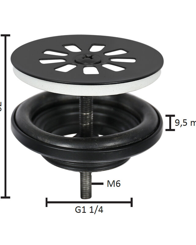 Differnz Afvoerplug – Mat zwart 64 mm