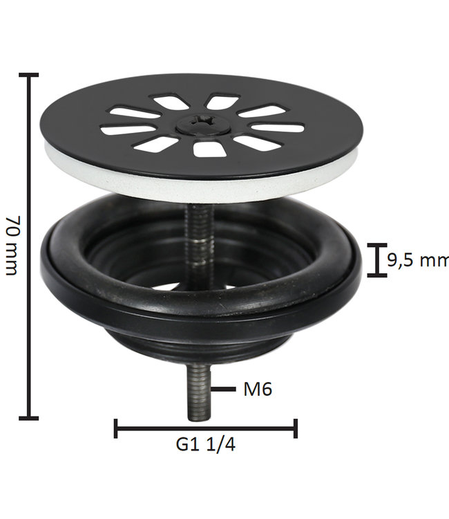 Differnz Afvoerplug – Mat zwart 64 mm