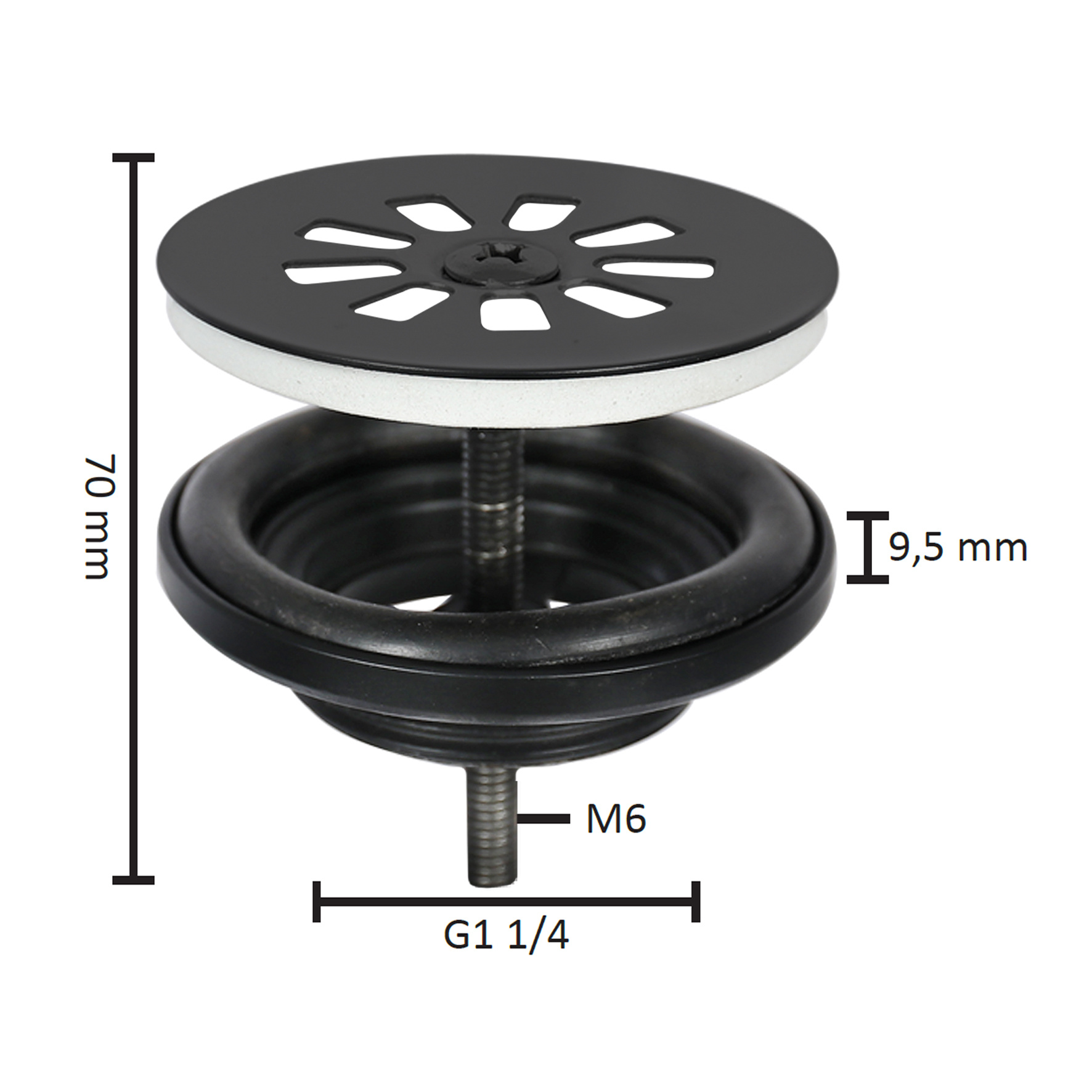 Differnz Afvoerplug – Mat zwart 64 mm