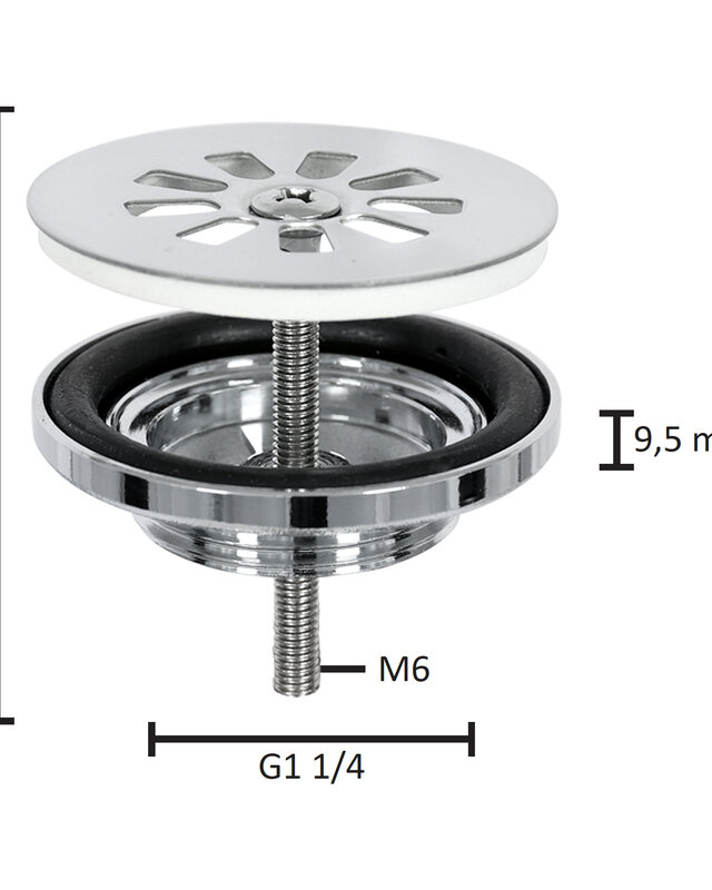 Differnz Afvoerplug – Chroom 64 mm