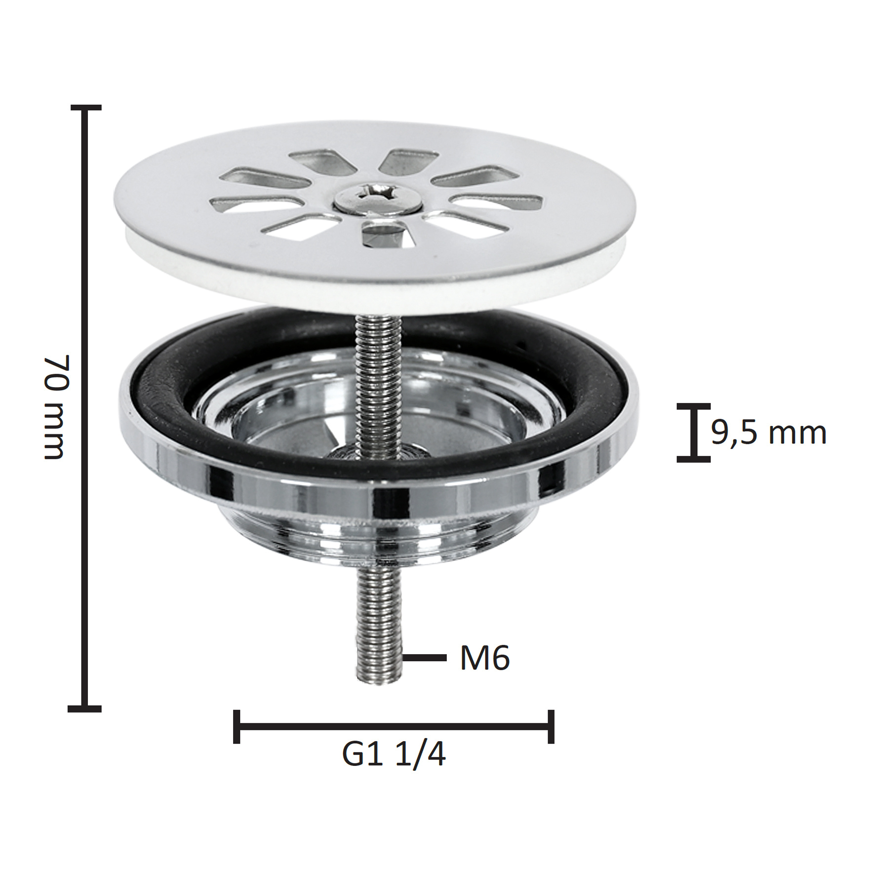 Differnz Afvoerplug – Chroom 64 mm