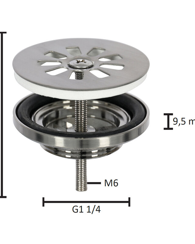 Differnz Afvoerplug – Mat chroom 64 mm