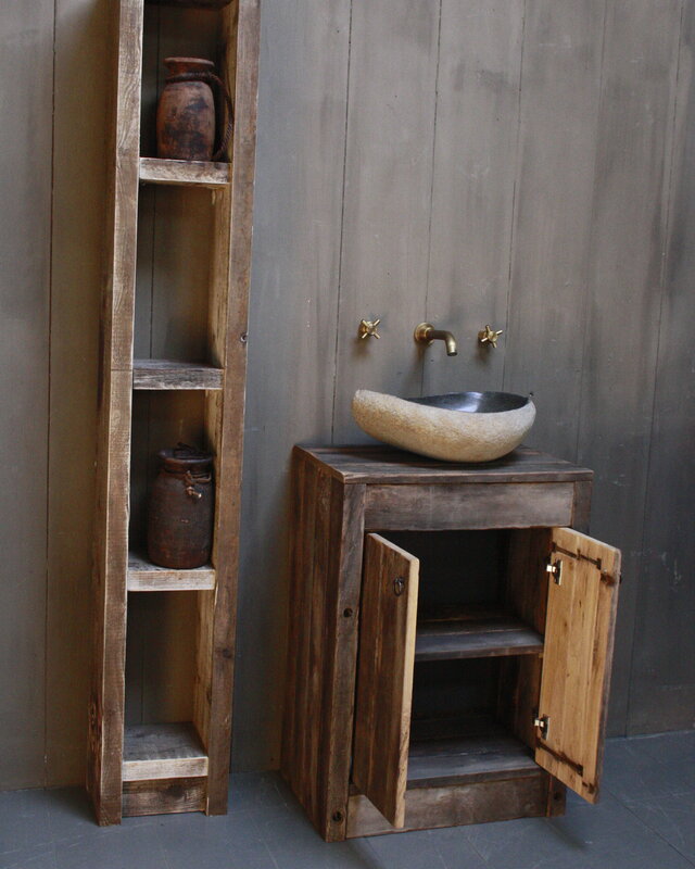 Rene Houtman Oud Eikenhouten Badkamermeubel 85 x 61 x 40 cm