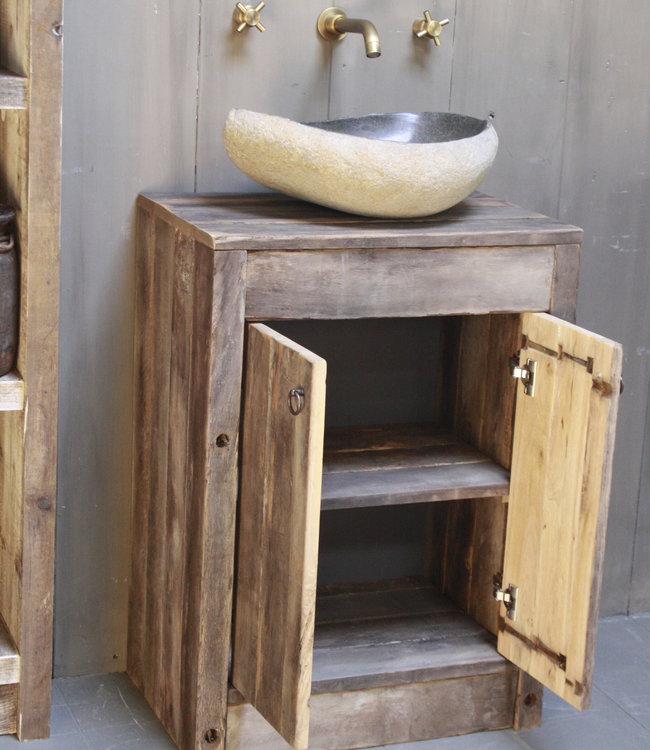 Rene Houtman Oud Eikenhouten Badkamermeubel 85 x 61 x 40 cm