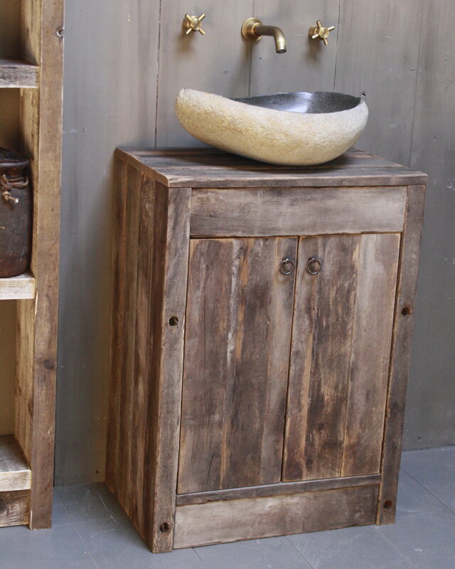Rene Houtman Oud Eikenhouten Badkamermeubel 85 x 61 x 40 cm