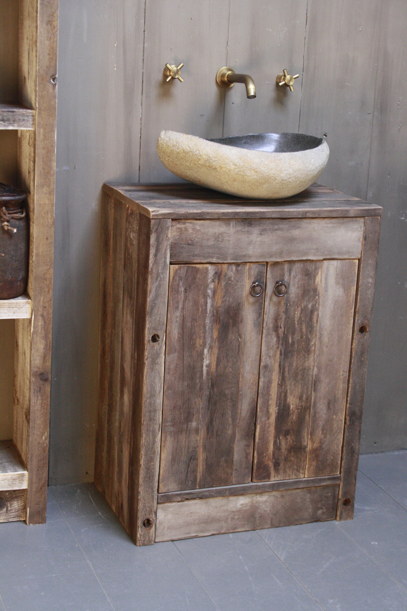 Rene Houtman Oud Eikenhouten Badkamermeubel 85 x 61 x 40 cm