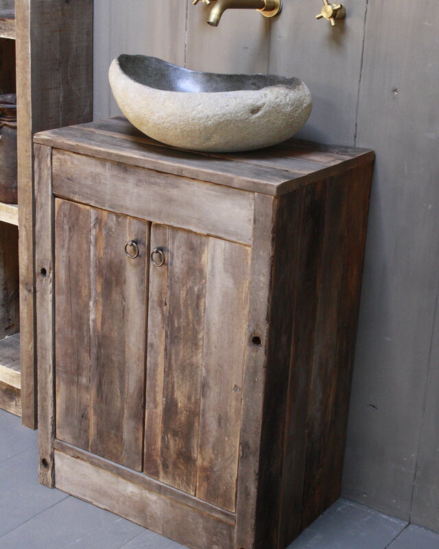 Rene Houtman Oud Eikenhouten Badkamermeubel 85 x 61 x 40 cm