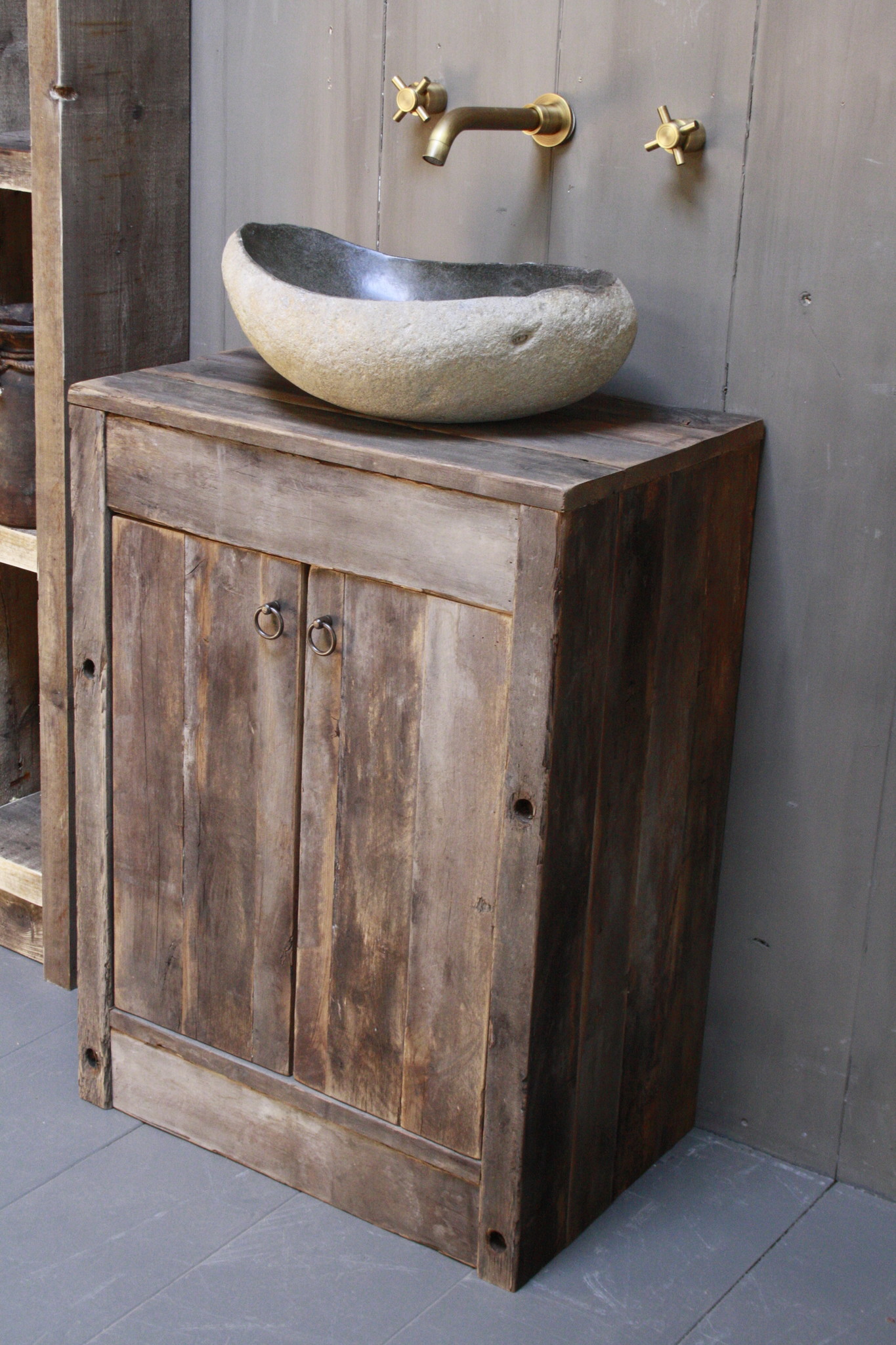 Rene Houtman Oud Eikenhouten Badkamermeubel 85 x 61 x 40 cm