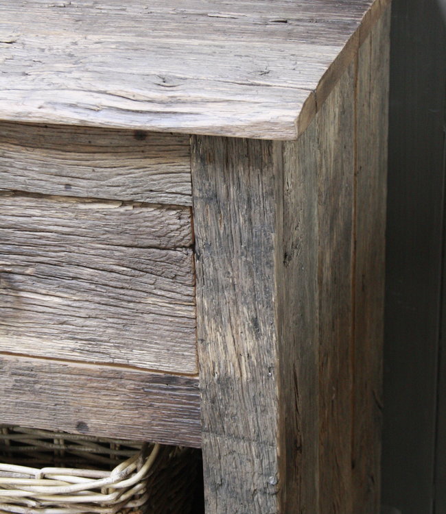 Rene Houtman Oud Eikenhouten Badkamermeubel L140 x H90 cm met 3 lades en legplanken