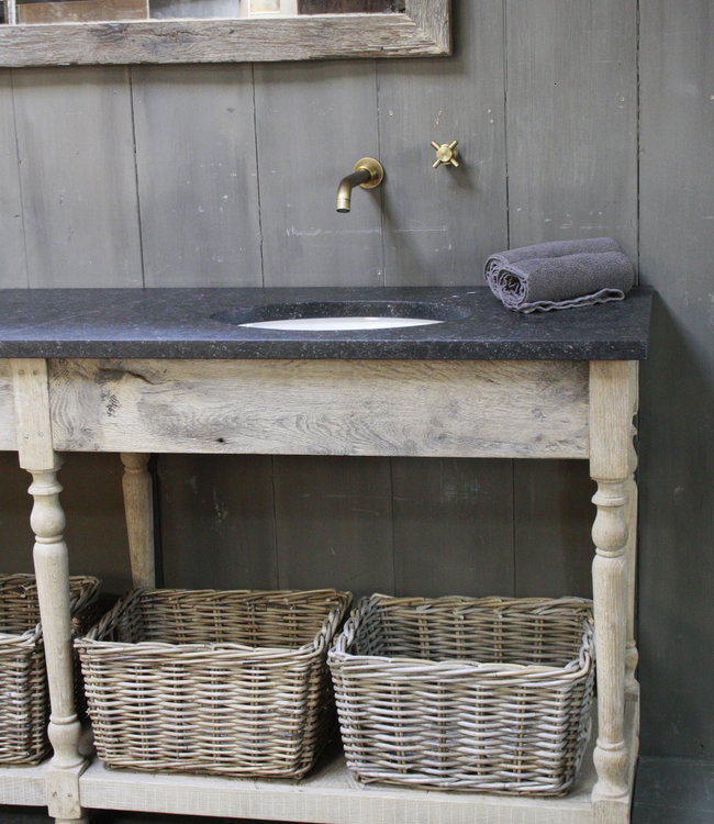 Rene Houtman Badkamermeubel eiken + Belgisch hardstenen blad 194 cm