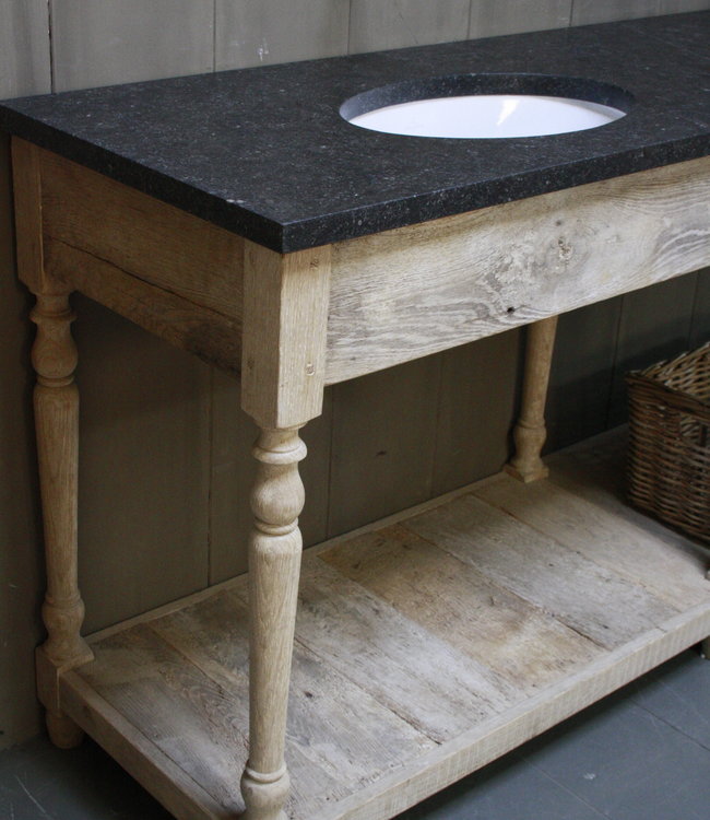 Rene Houtman Badkamermeubel eiken + Belgisch hardstenen blad 194 cm