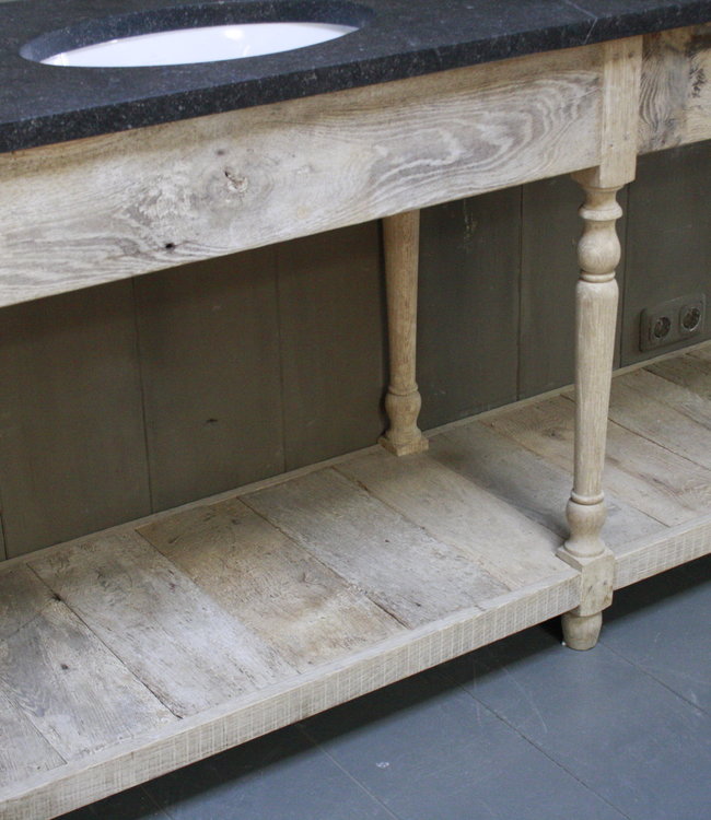 Rene Houtman Badkamermeubel eiken + Belgisch hardstenen blad 194 cm