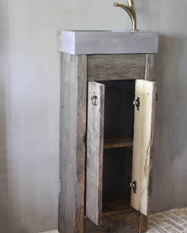 Rene Houtman Landelijk Oud Eikenhouten Geborsteld Toiletmeubel + Fontein D.grey