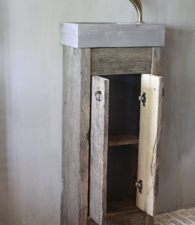 Rene Houtman Landelijk Oud Eikenhouten Geborsteld Toiletmeubel + Fontein D.grey