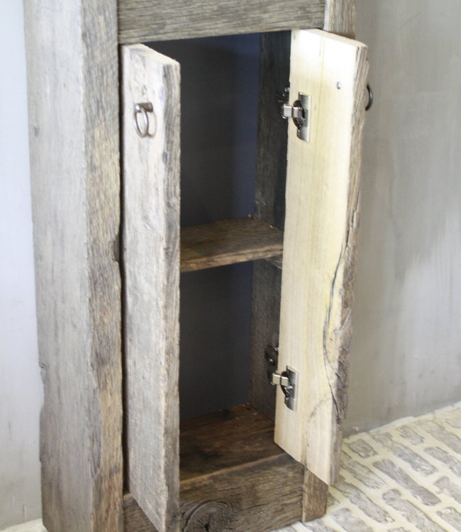 Rene Houtman Landelijk Oud Eikenhouten Geborsteld Toiletmeubel + Fontein Wit