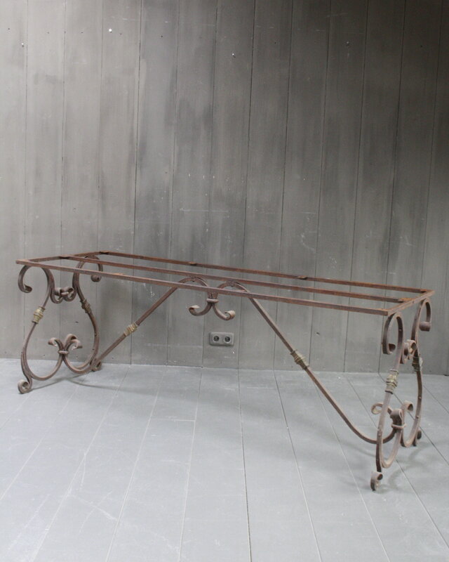 Rene Houtman IJzeren Tafelonderstel Krulpoten Tuintafel Cannes 200 x 70 cm