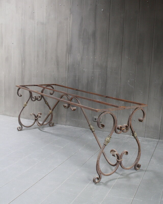 Rene Houtman IJzeren Tafelonderstel Krulpoten Tuintafel Cannes 200 x 70 cm
